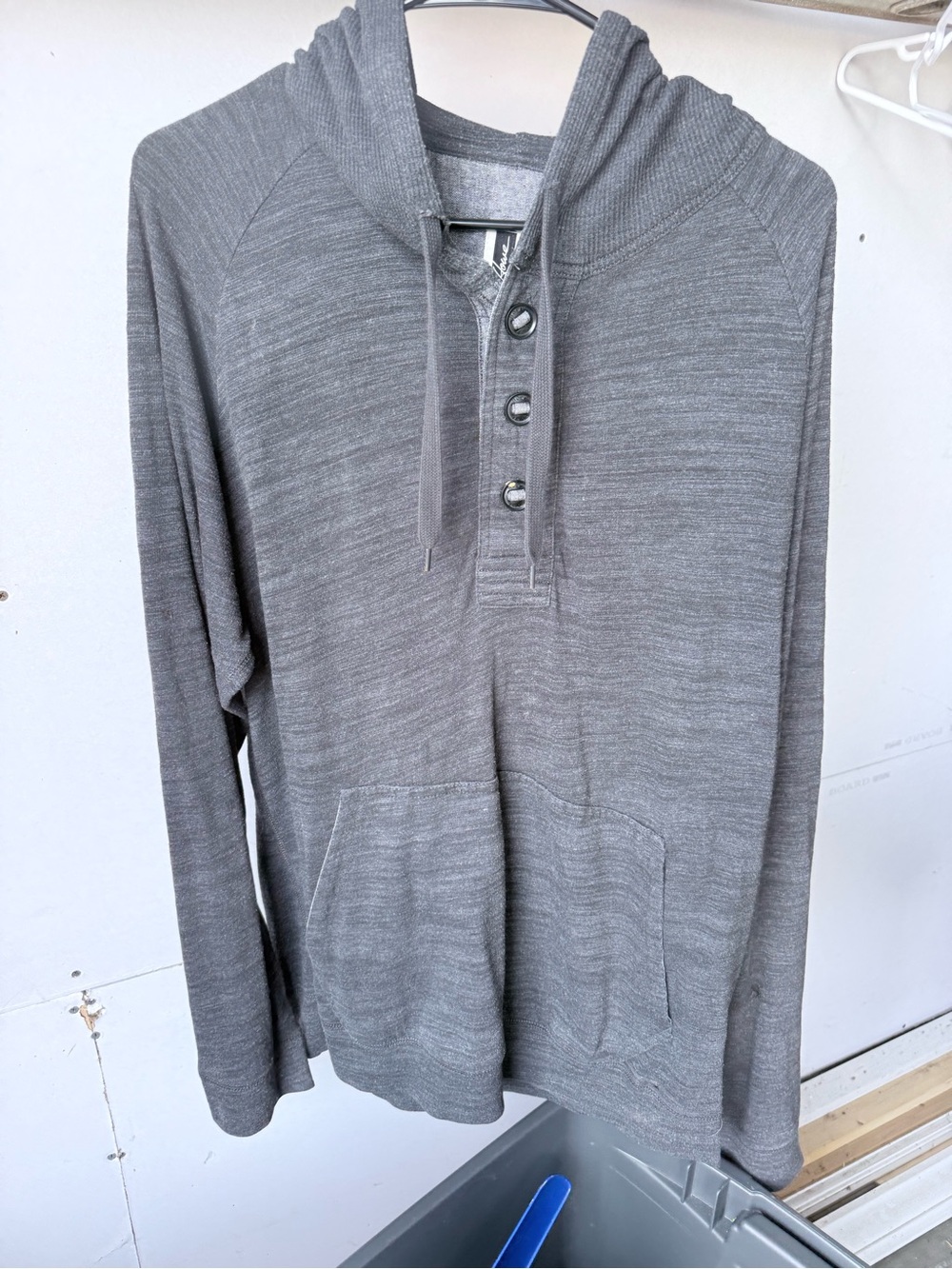 Howe Men's Gray Hooded Button Pullover Sweater